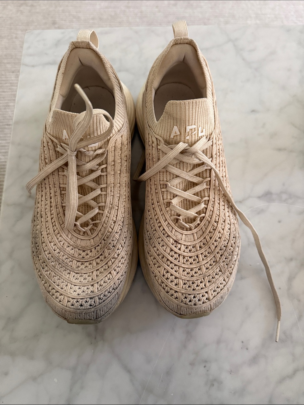 Beige Knit Slip-On Women's Sneakers